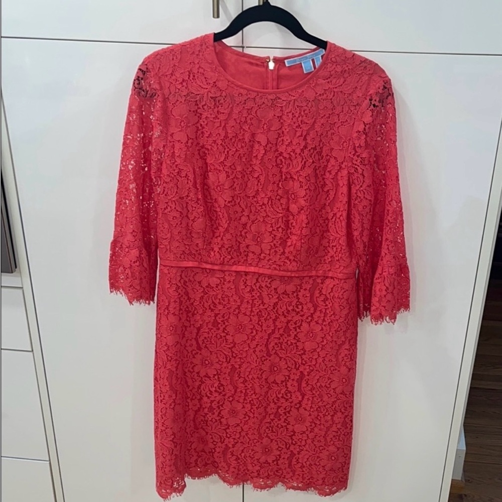 NWT Draper James Pink Lace Dress with Bell Sleeves Size 10